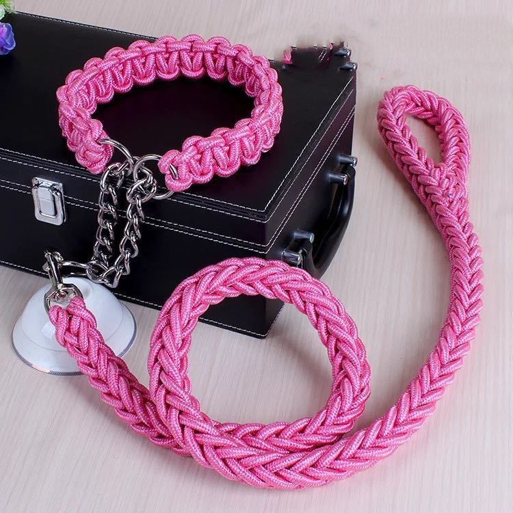 Durable Nylon Braided Dog Collar and Leash Set