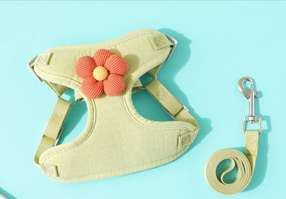 Original floral dog harness with leash.